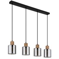 Hängeleuchte 15768-4 - Dunkelbraun/Schwarz, Natur, Glas/Holz (78/12/120cm) - Globo