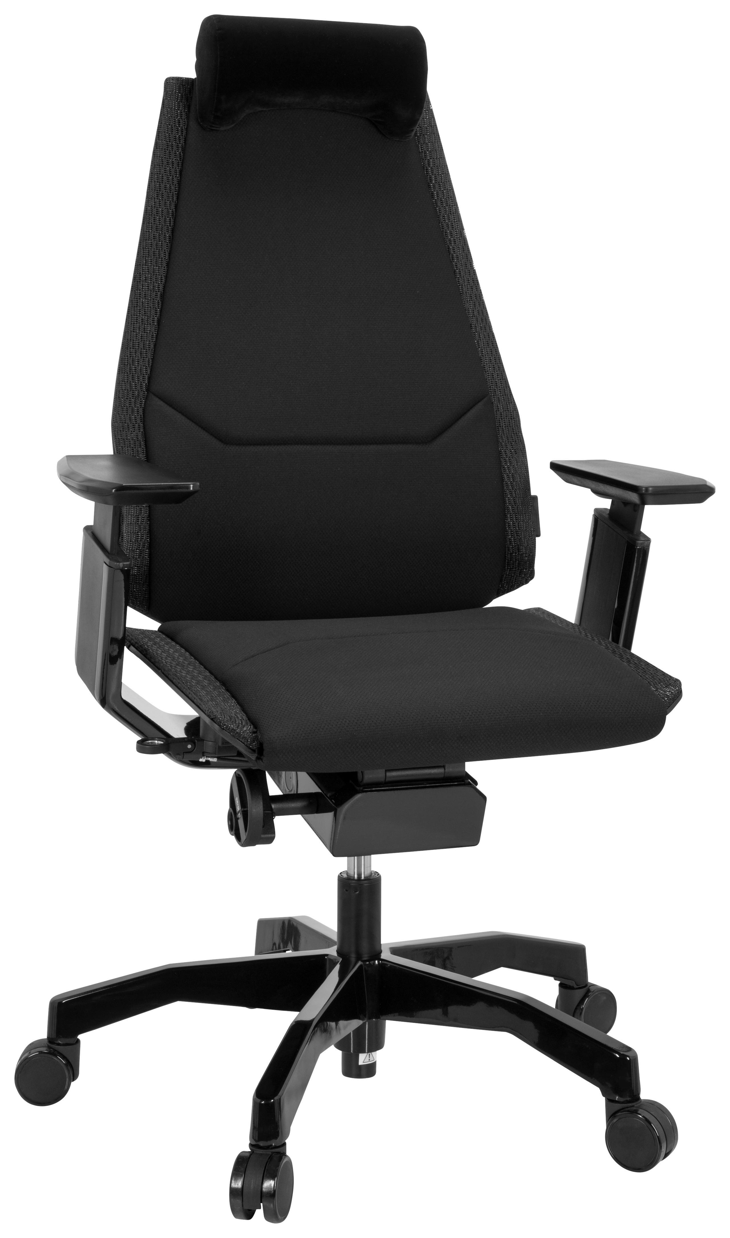 Bürostuhl Genidia Schwarz Bis 120 Kg - Schwarz, Basics, Kunststoff/Textil (57/122/46cm) - MID.YOU