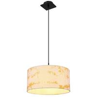 Hängeleuchte H: 150 cm 1-Flammig - Goldfarben/Schwarz, Basics, Textil/Metall (40/150cm) - Globo