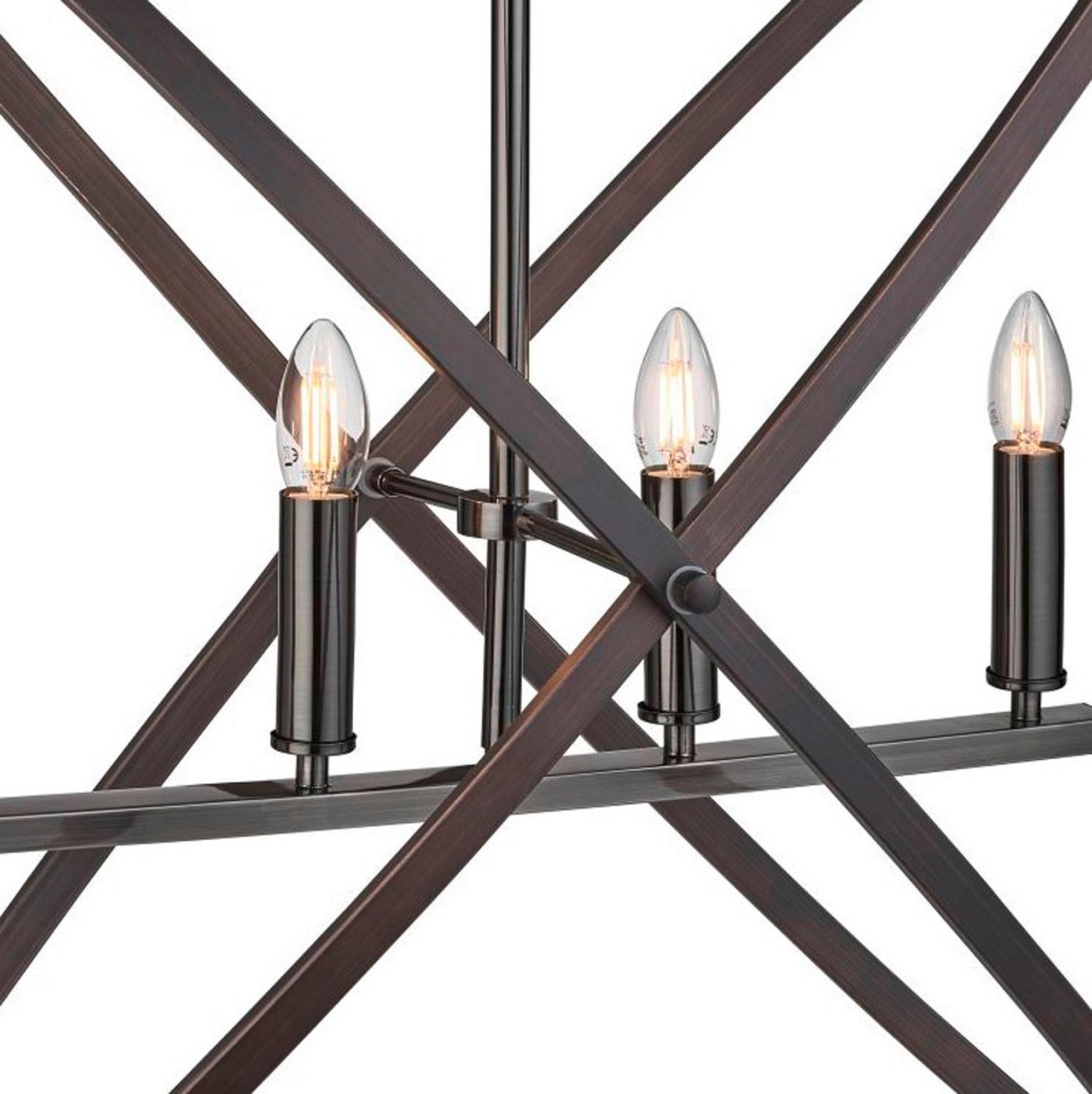 Hängeleuchte Hoopla H: 150 cm 4-Flammig, höhenverstellbar - Schwarz/Braun, Design, Metall (35/150/84cm)