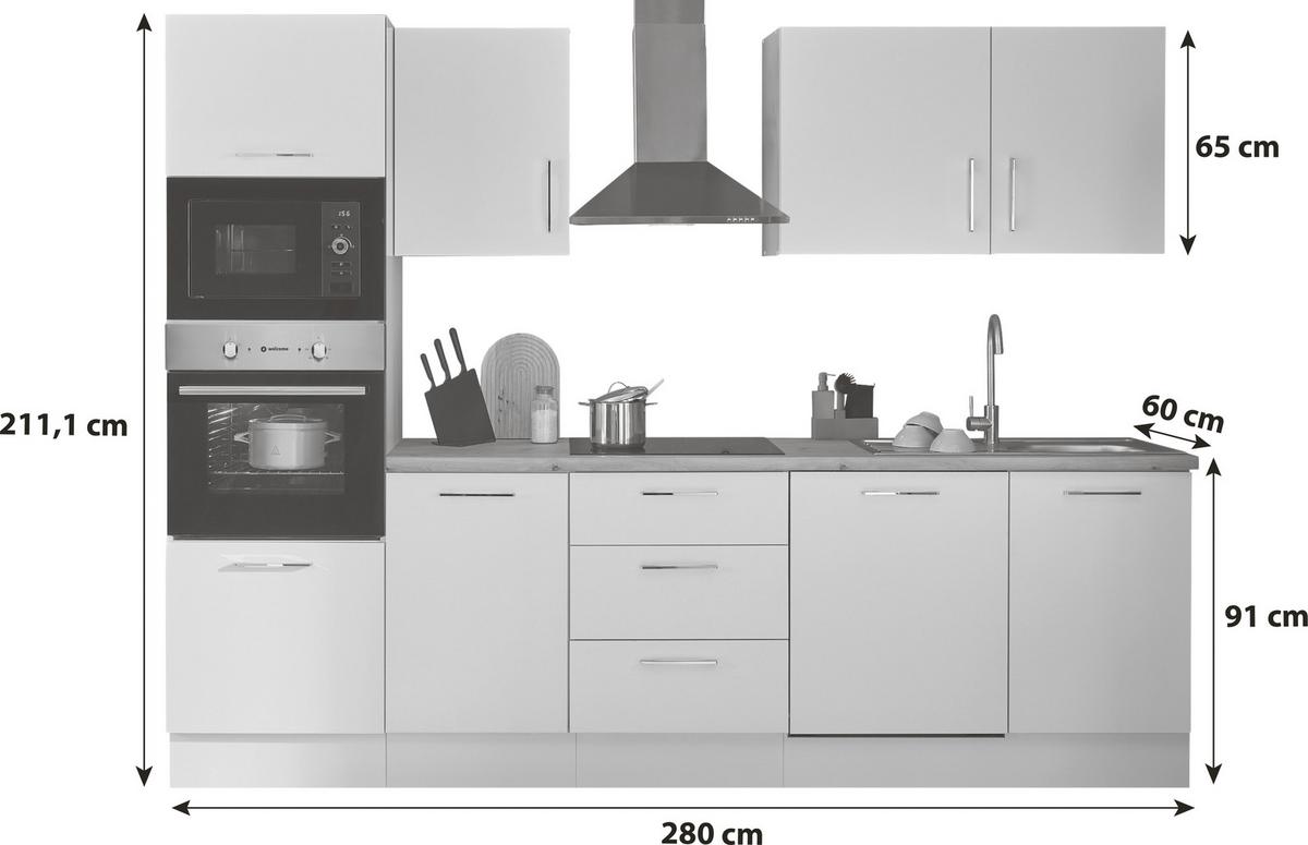 Küchenblock Turin Weiß/eiche Dekor B: 280 Cm - Weiß/Eiche Artisan, Basics, Holzwerkstoff (280cm) - P & B