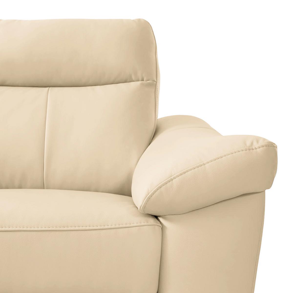 Ecksofa Luna Teilleder Beige 194x242 - Chromfarben/Beige, Design, Leder/Textil (194/242cm) - Livetastic