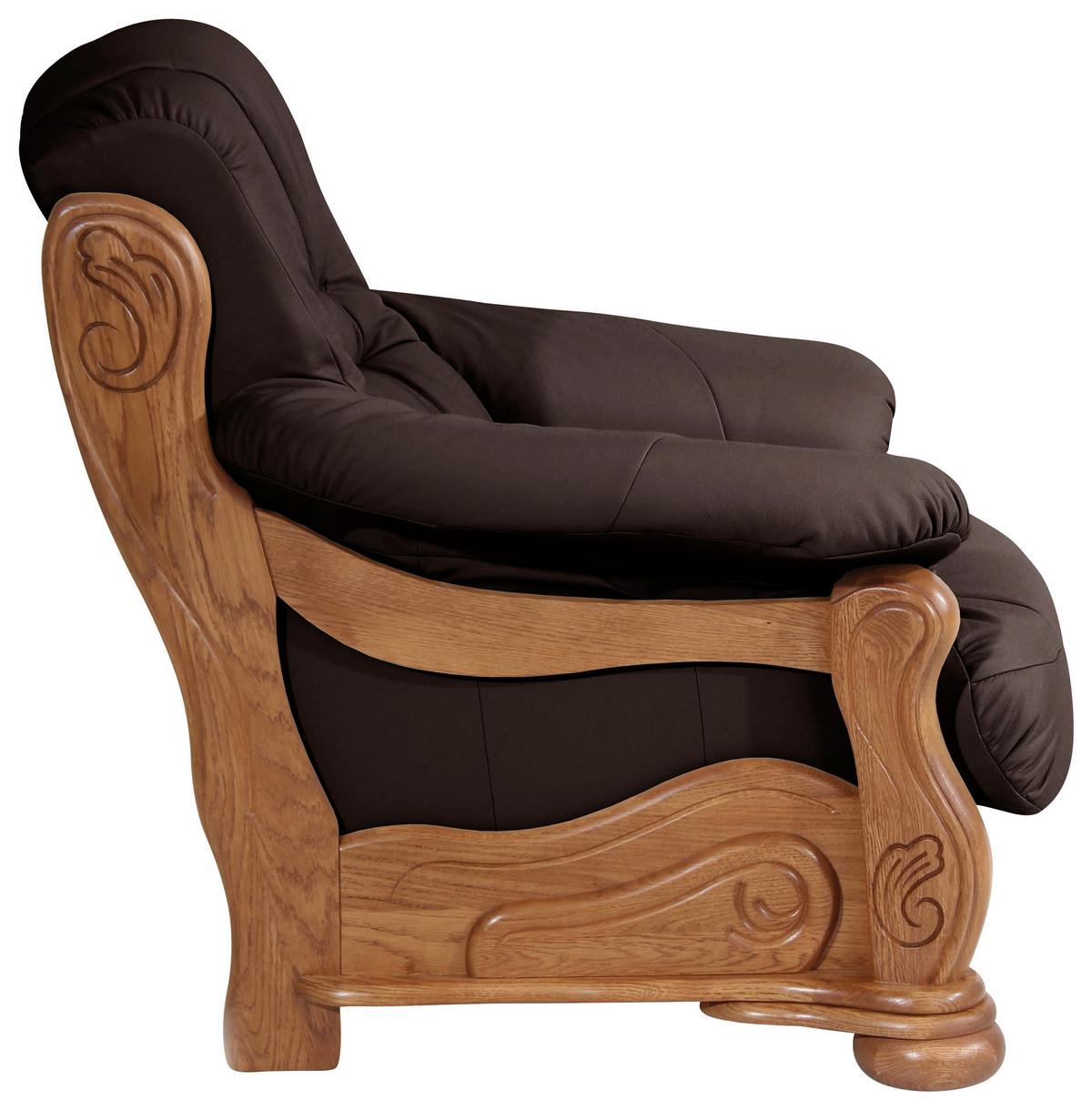 Polstersessel Mit Armlehnen Tennessee Echtleder Braun - Eichefarben/Braun, LIFESTYLE, Leder/Holz (104/95/95cm) - Max Winzer