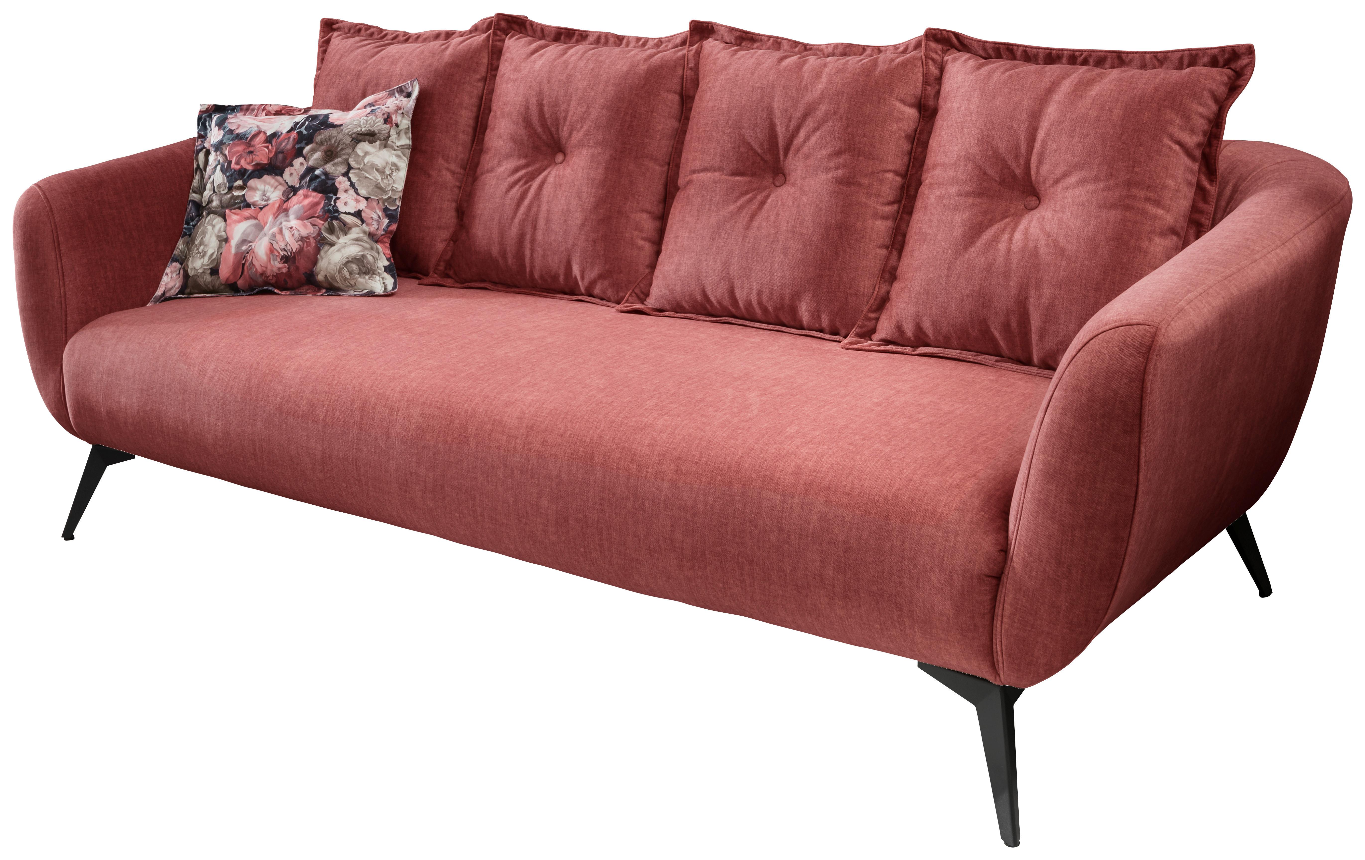 3-Sitzer-Sofa Baggio mit Kissen Koralle - Koralle/Multicolor, Basics, Holz/Textil (236/94/103cm) - Livetastic