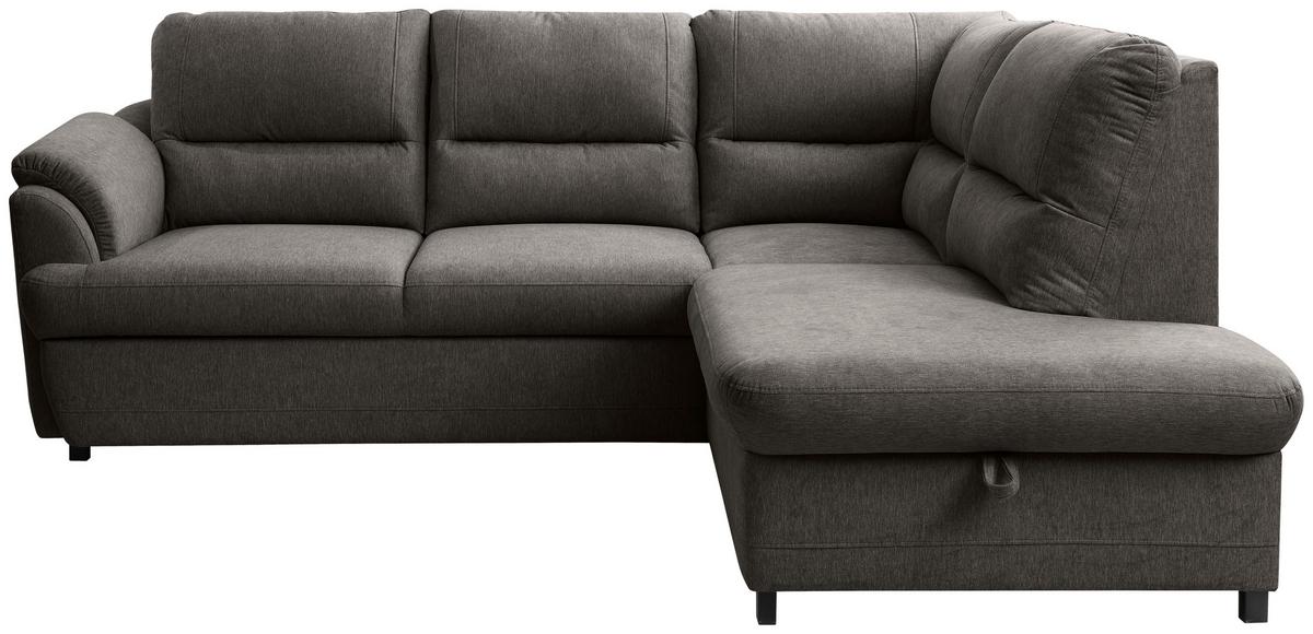 Rohová sedačka GUSTO, pravá, hnědá - černá/šedobéžová, Basics, dřevo/textil (240/200cm)