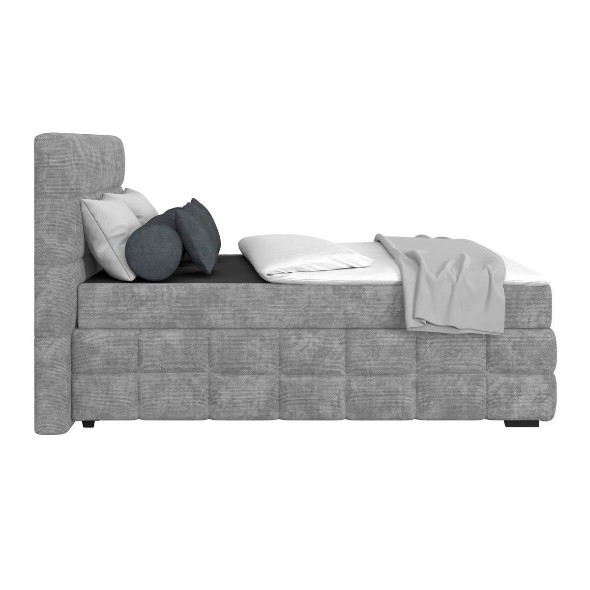 Čalúnená posteľ VEGA 140x200 cm, sivá - čierna/sivá, Trend, drevo/textil (140/200cm)