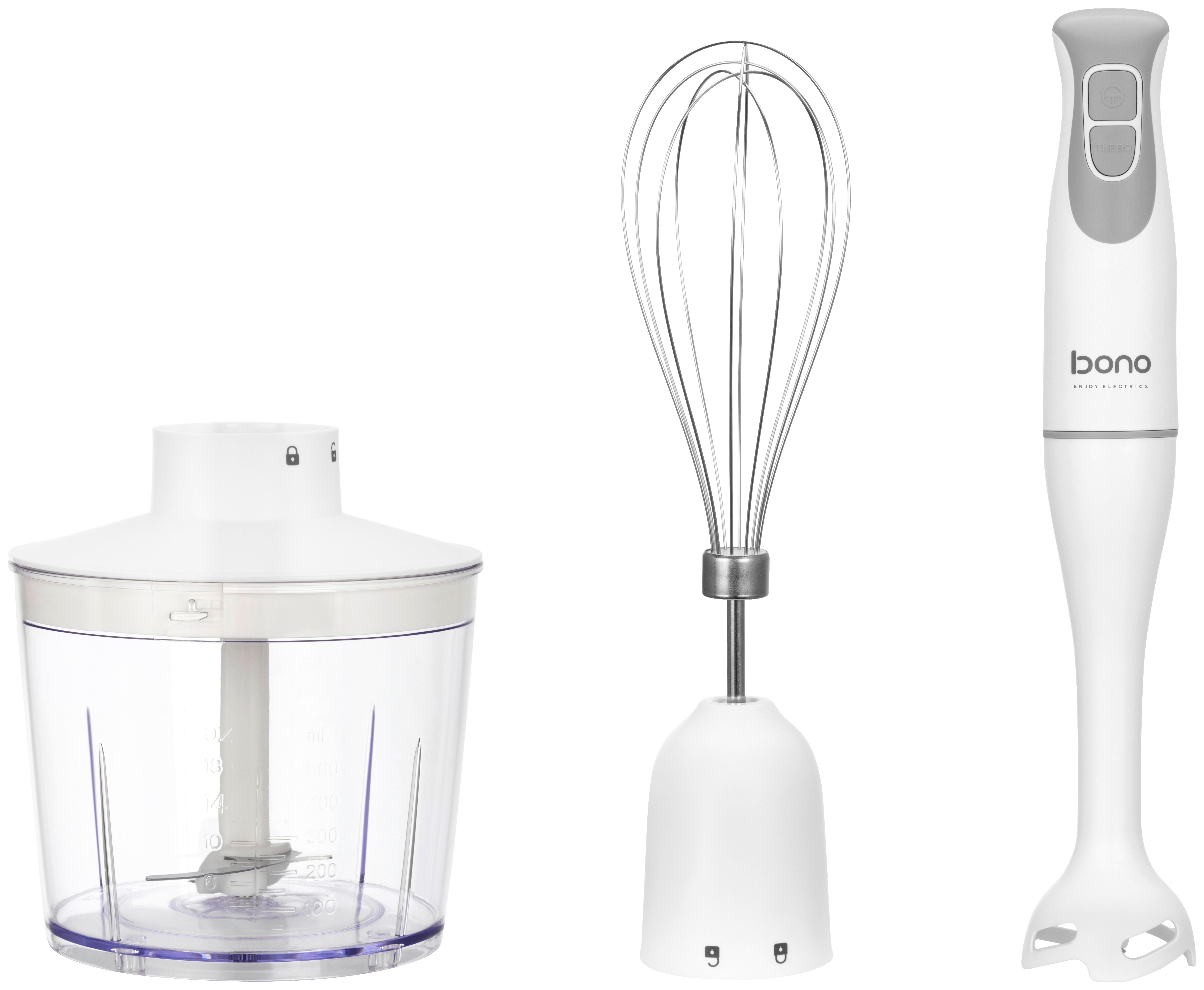 Stabmixer-set Roseanne - Weiß, KONVENTIONELL, Kunststoff/Metall (6,4/37cm) - Bono