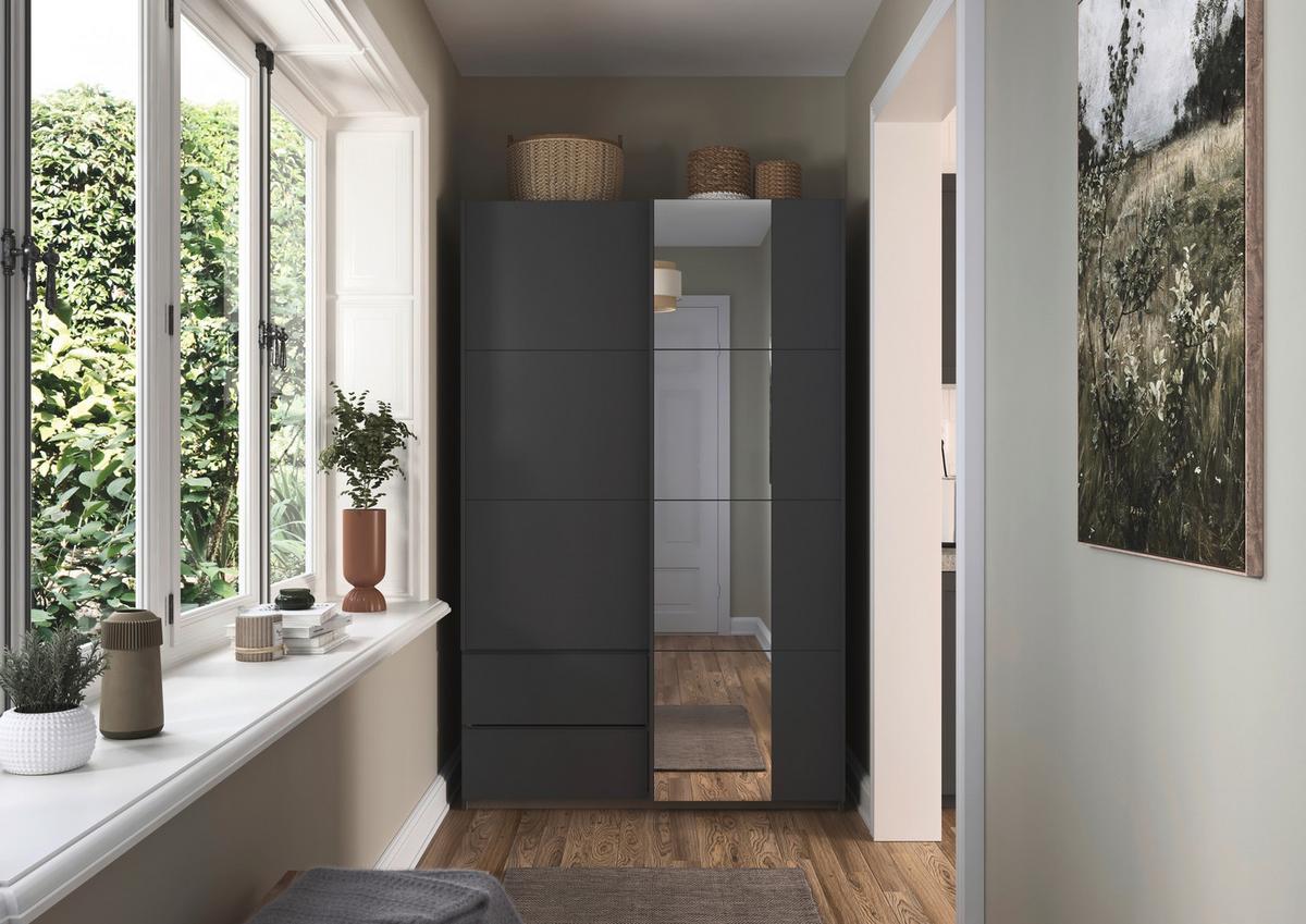 Schwebetürenschrank Stoke Grau B: 131 cm - Grau, MODERN, Holzwerkstoff (131/210/59cm) - Rauch Möbel