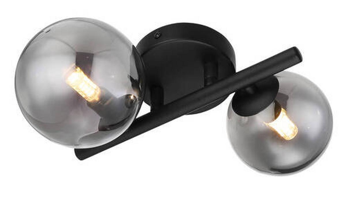 Led Falilámpa 56133-2w - fekete, Design, Üveg/fém (24/25/12,5cm) - Globo