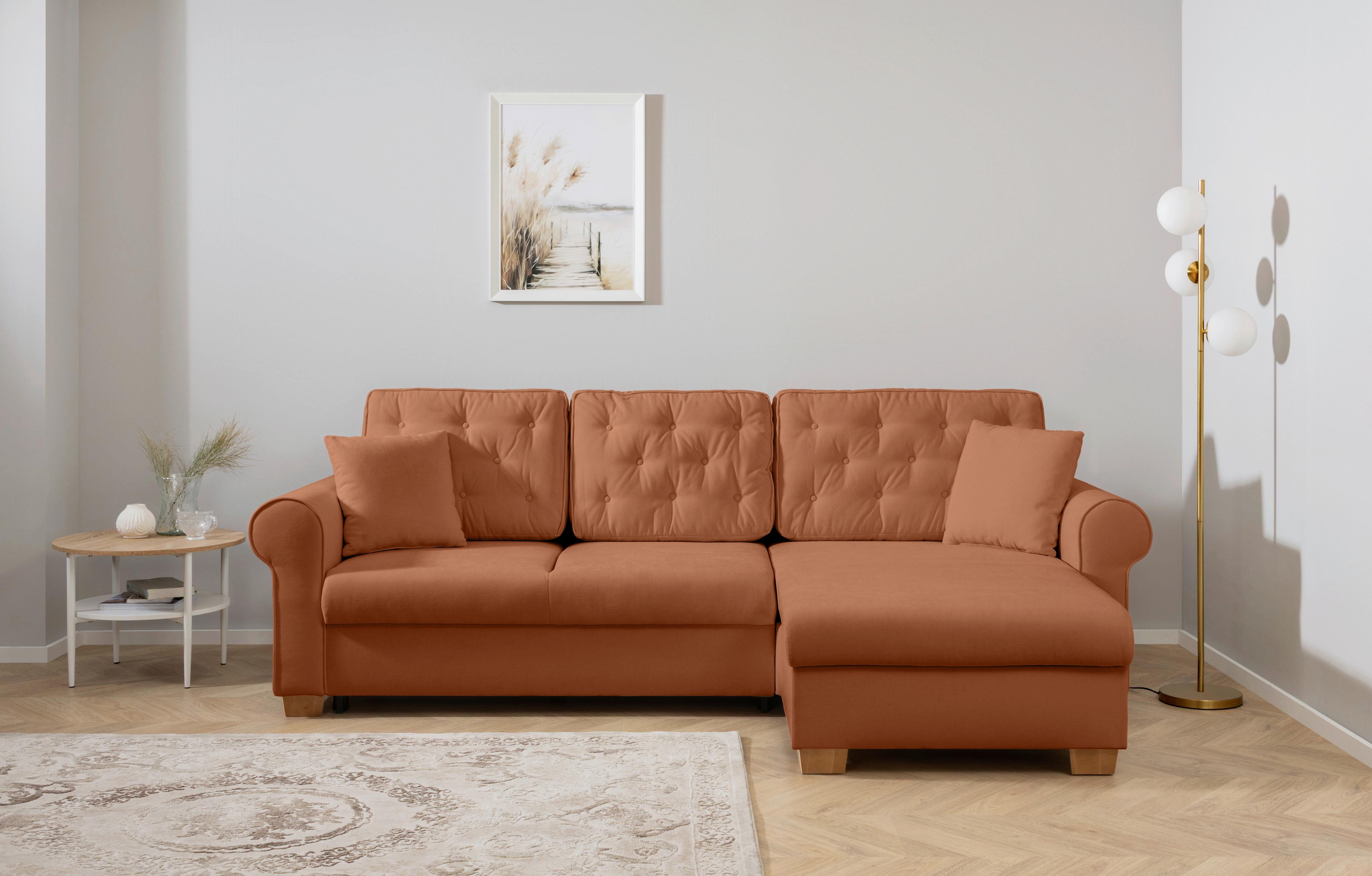 Ecksofa Arles Rostfarben 56 S: 266x161 Cm - Rostfarben/Buchefarben, Design, Textil (266/161cm) - MID.YOU