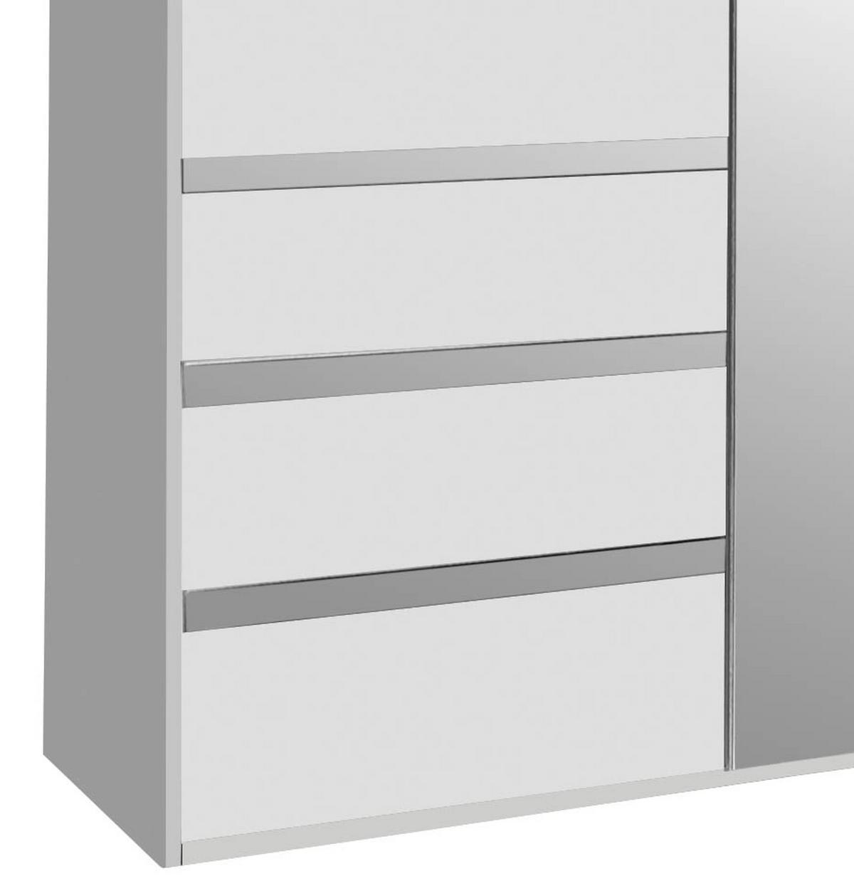 Drehtürenschrank Mit Spiegel 200cm Level 36a, Weiß Dekor - Silberfarben/Weiß, MODERN, Glas/Holzwerkstoff (200/216/58cm) - MID.YOU