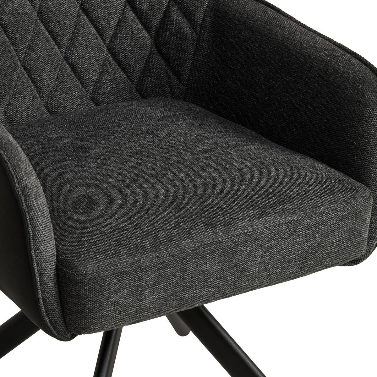 Armlehnstuhl Julie Grau, Sitzfläche 360° Drehb. - Schwarz/Grau, KONVENTIONELL, Holz/Textil (57/84/63cm) - Livetastic