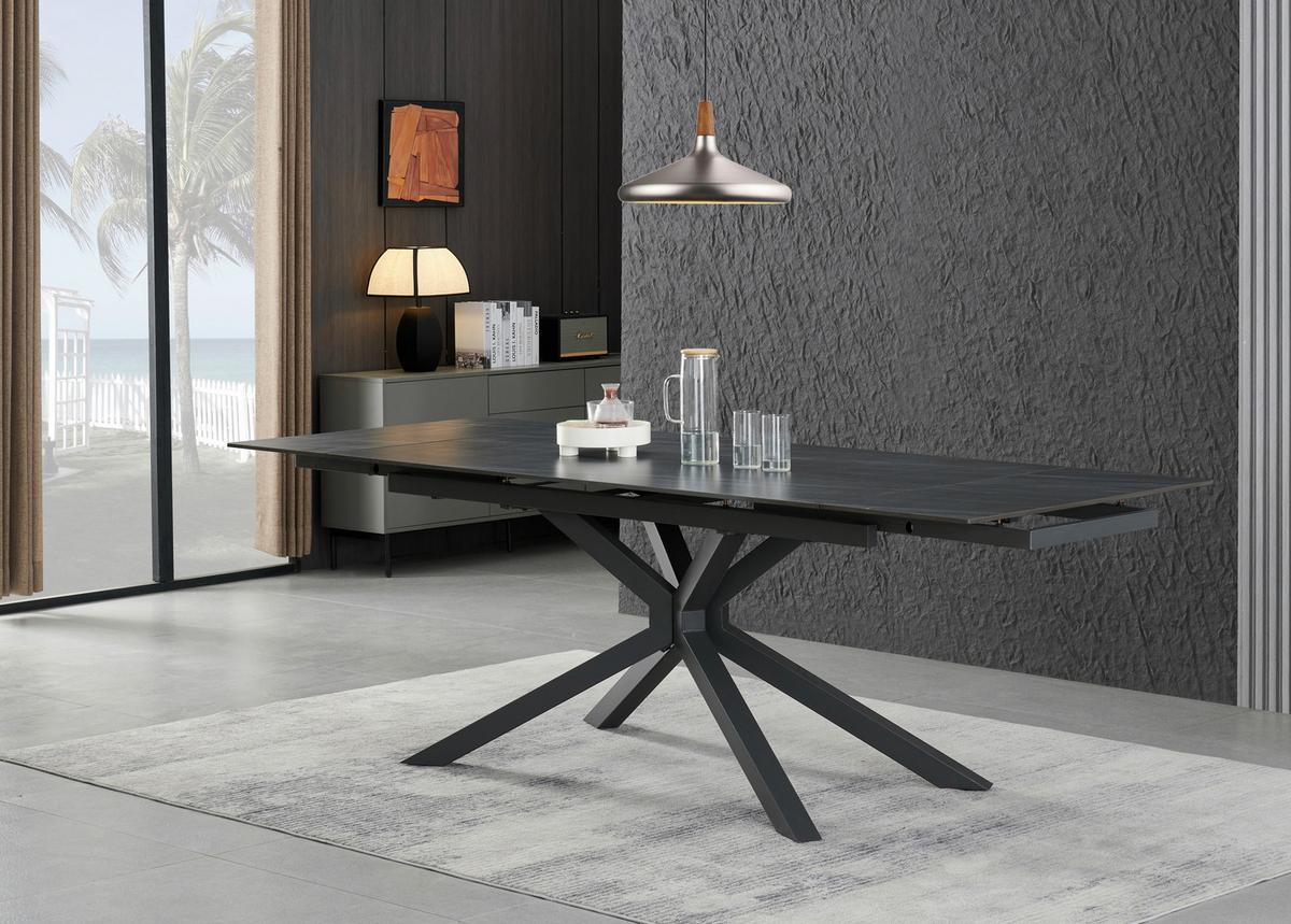 Ausziehtisch Lorenzo Keramik Dunkelgrau B:160-240cm - Dunkelgrau/Grau, KONVENTIONELL, Keramik/Metall (160-240/75/90cm) - MID.YOU