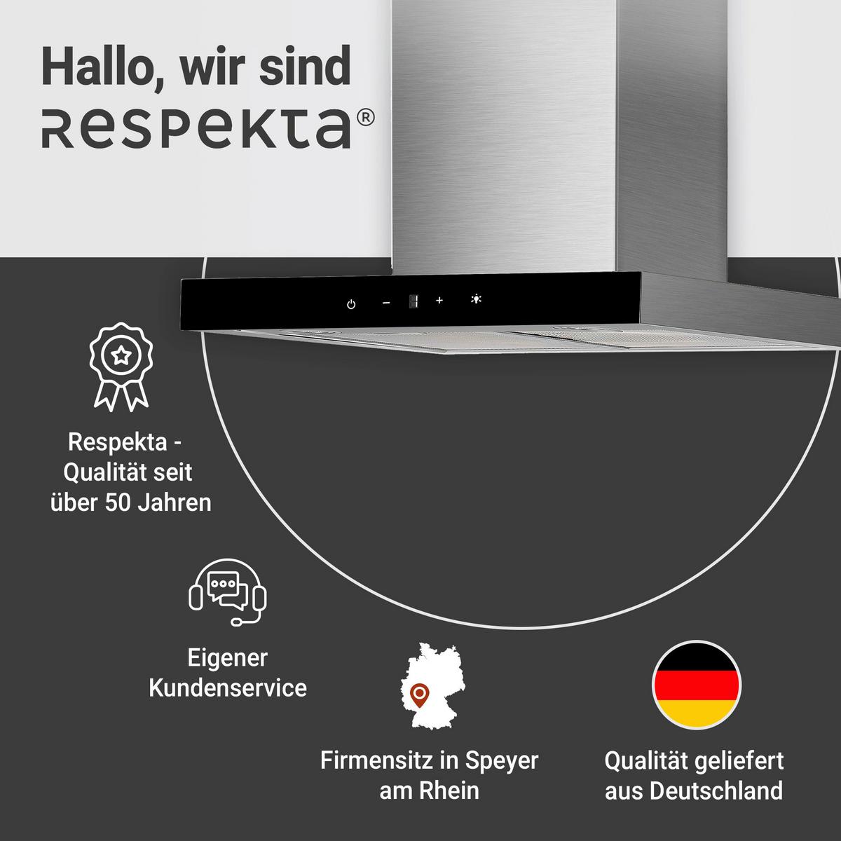Dunstabzugshaube Respekta Sira Edelstahlfarben B: 59,5 cm - Edelstahlfarben, Basics, Metall (59,5/55-100/50cm) - Respekta
