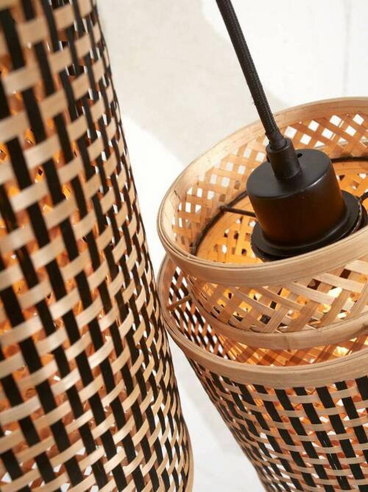 Hängeleuchte Bhutan/H2/Bn - Schwarz/Naturfarben, Trend, Holz (38/18/45cm) - Good & Mojo