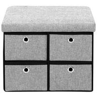 Hocker Halmstad Textil Grau, Box mit Deckel - Grau, Trend, Wellpappe/Textil (50,5/40/38cm)
