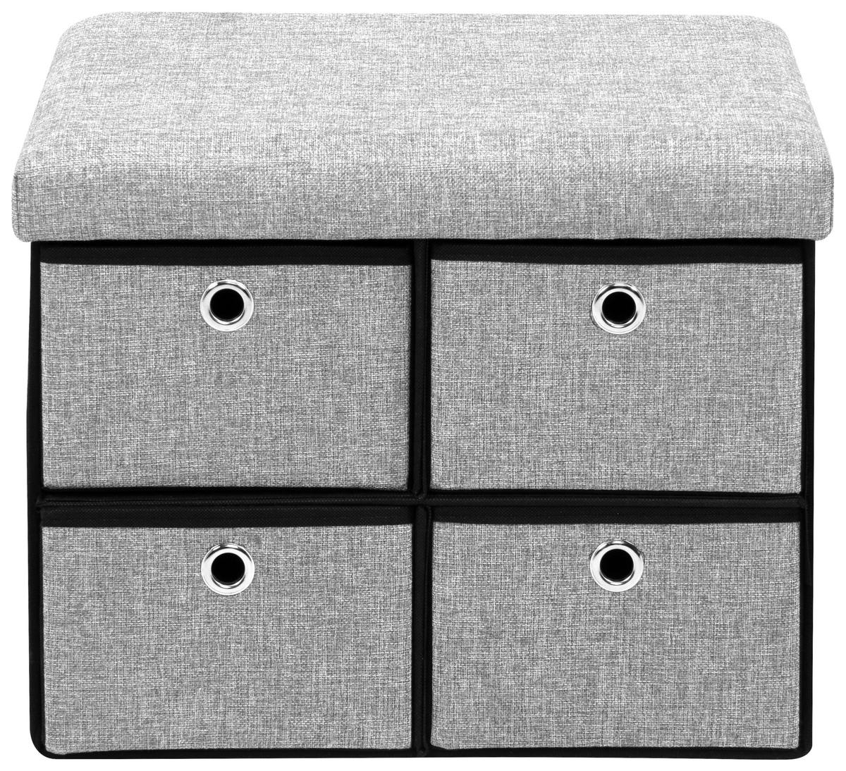 Hocker Halmstad Textil Grau, Box mit Deckel - Grau, Trend, Wellpappe/Textil (50,5/40/38cm)