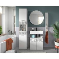 Badezimmer Prisma Weiß B: 111 cm - Schwarz/Weiß, MODERN, Glas/Holzwerkstoff (111cm) - MID.YOU