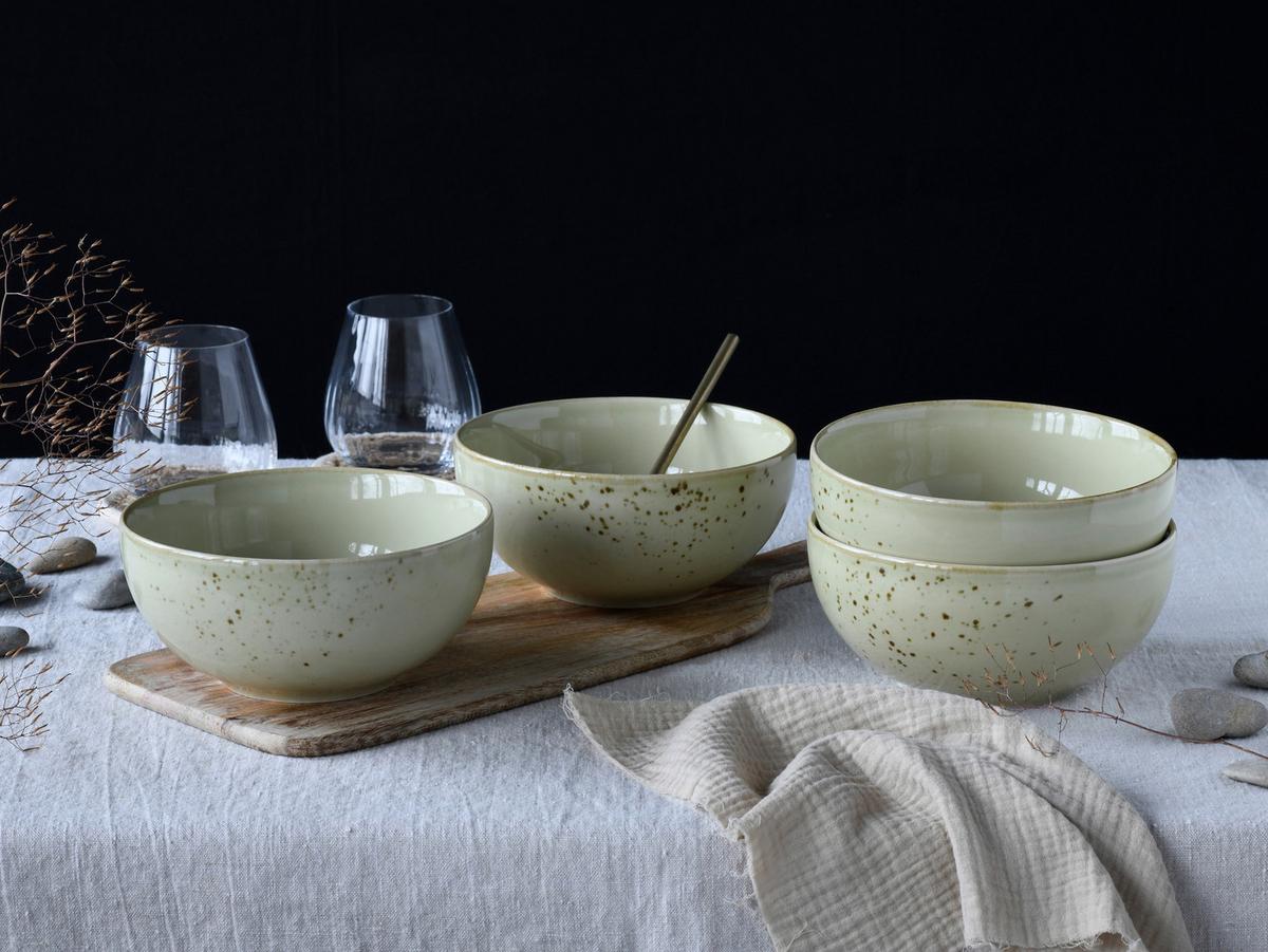 Schüsselset Nature Collection Earth, 4--Teilig., Salbeigrün - Salbeigrün, Design, Keramik - Creatable