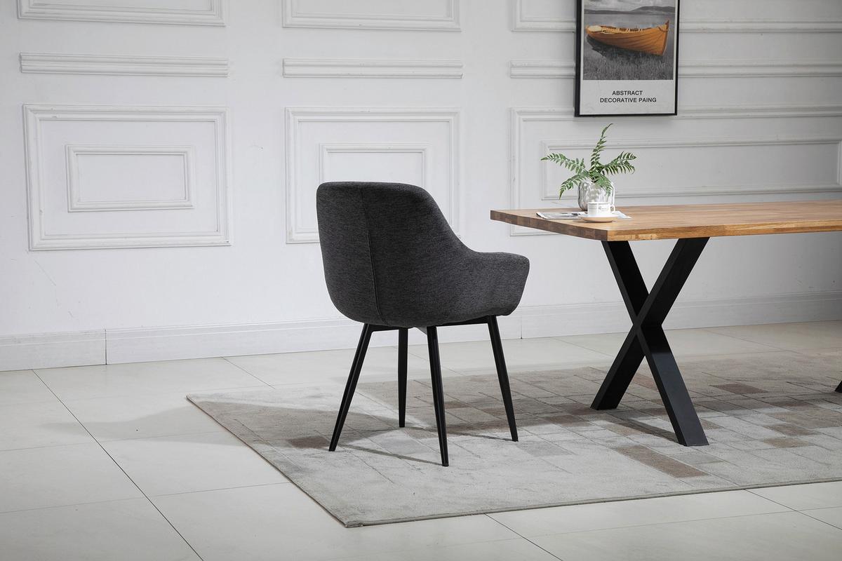 Armlehnstuhl-Set Anthrazit B: 64 cm - Anthrazit/Schwarz, MODERN, Textil/Metall (64/86/59cm) - Livetastic