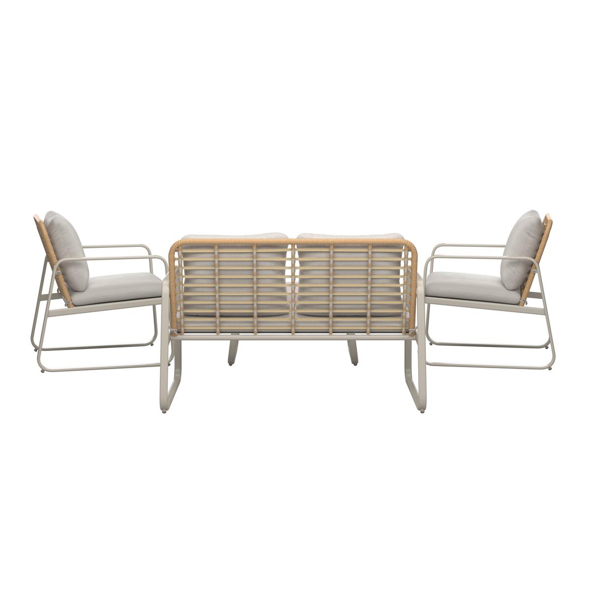 Loungegarnitur Tartu - Beige/Hellgrau, MODERN, Glas/Kunststoff (117/77,5/71,5cm) - Beldano