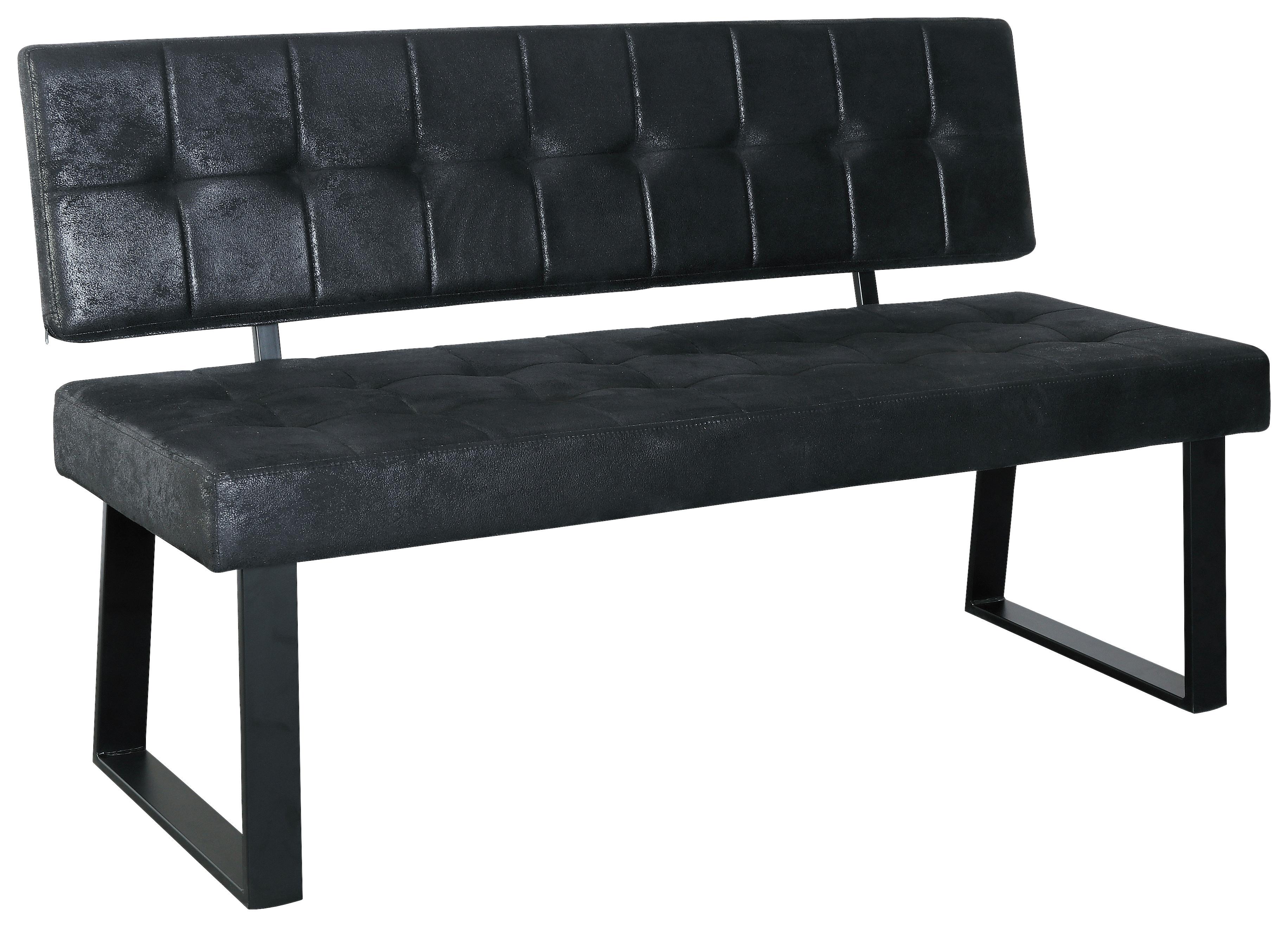 Sitzbank Volda Webstoff Schwarz, B: 140 cm - Schwarz, MODERN, Textil/Metall (140/85/56cm) - MID.YOU