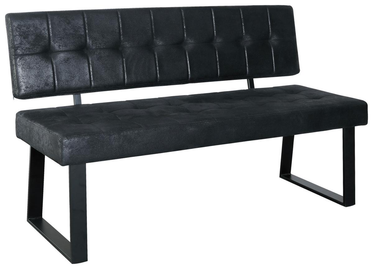 Sitzbank Volda Webstoff Schwarz, B: 140 cm - Schwarz, MODERN, Textil/Metall (140/85/56cm) - MID.YOU