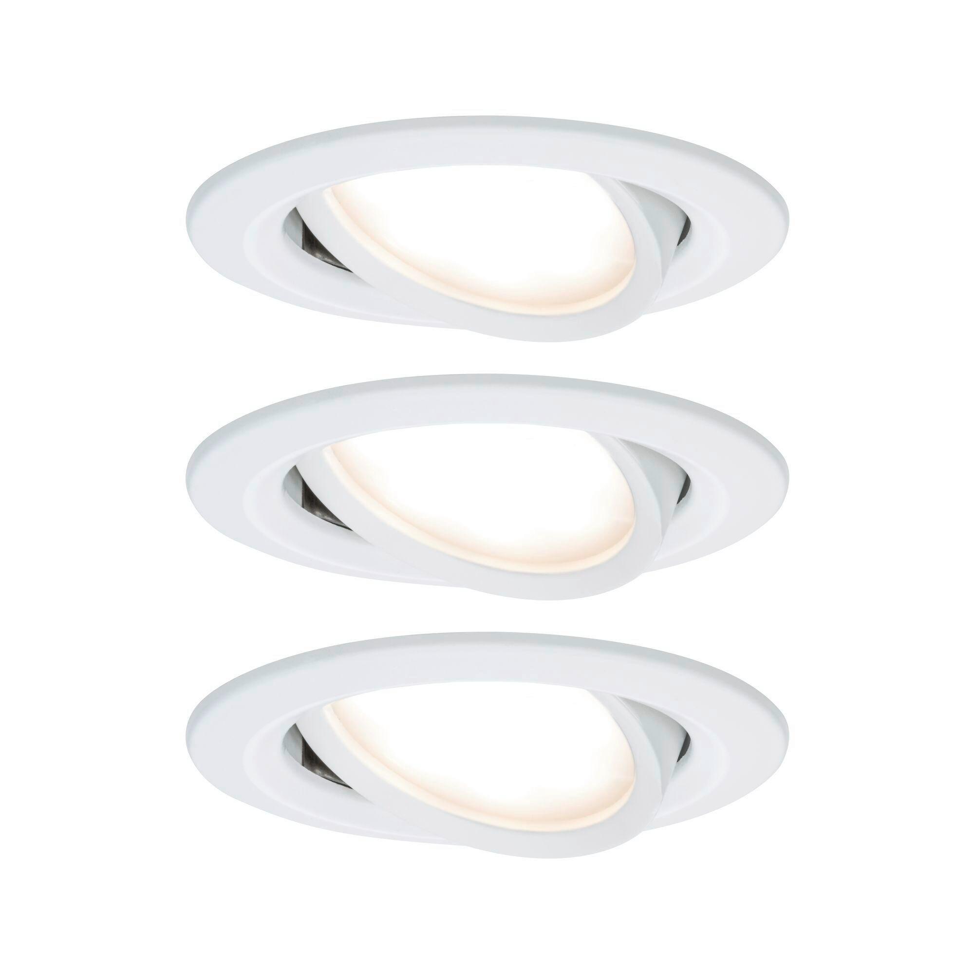 Deckenleuchte 3er-set Ø 8,4 Cm, Dimmbar, Rund - Alufarben/Weiß, Basics, Metall (8,4cm) - Paulmann