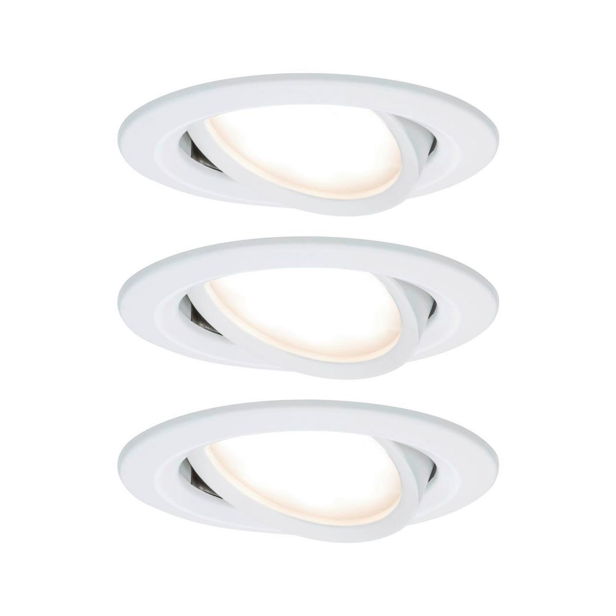 Deckenleuchte 3er-Set Ø 8,4 cm, dimmbar, Rund - Alufarben/Weiß, Basics, Metall (8,4cm) - Paulmann