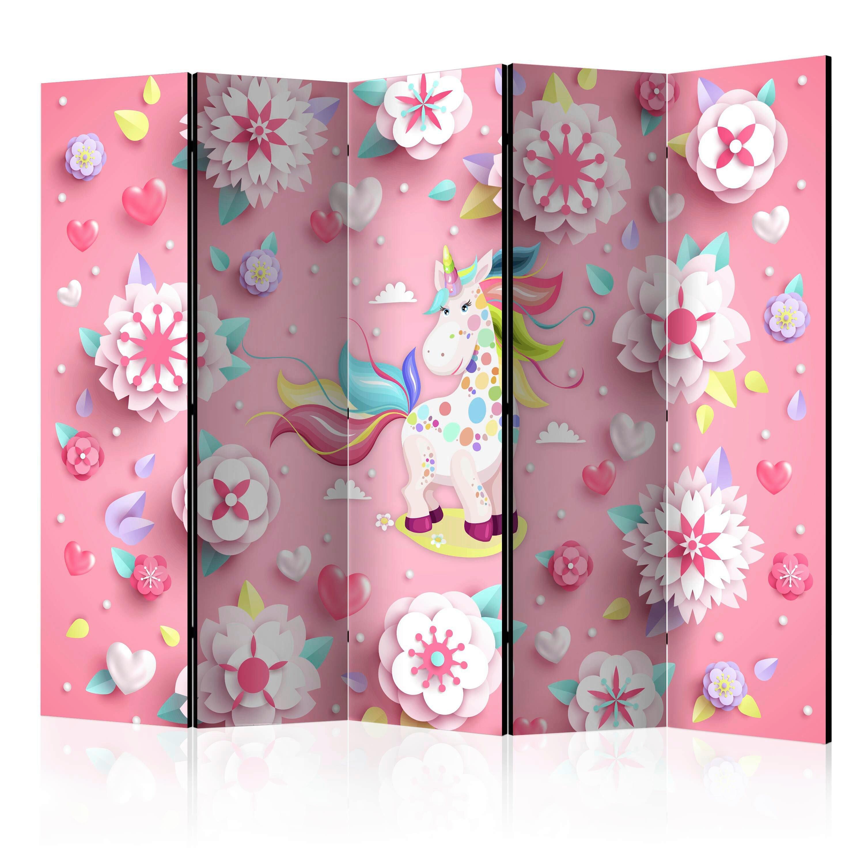 PARAVENT Multicolor Pink B: 225 cm - Pink/Multicolor, Basics, Holz/Textil (225/172/3cm) - artgeist