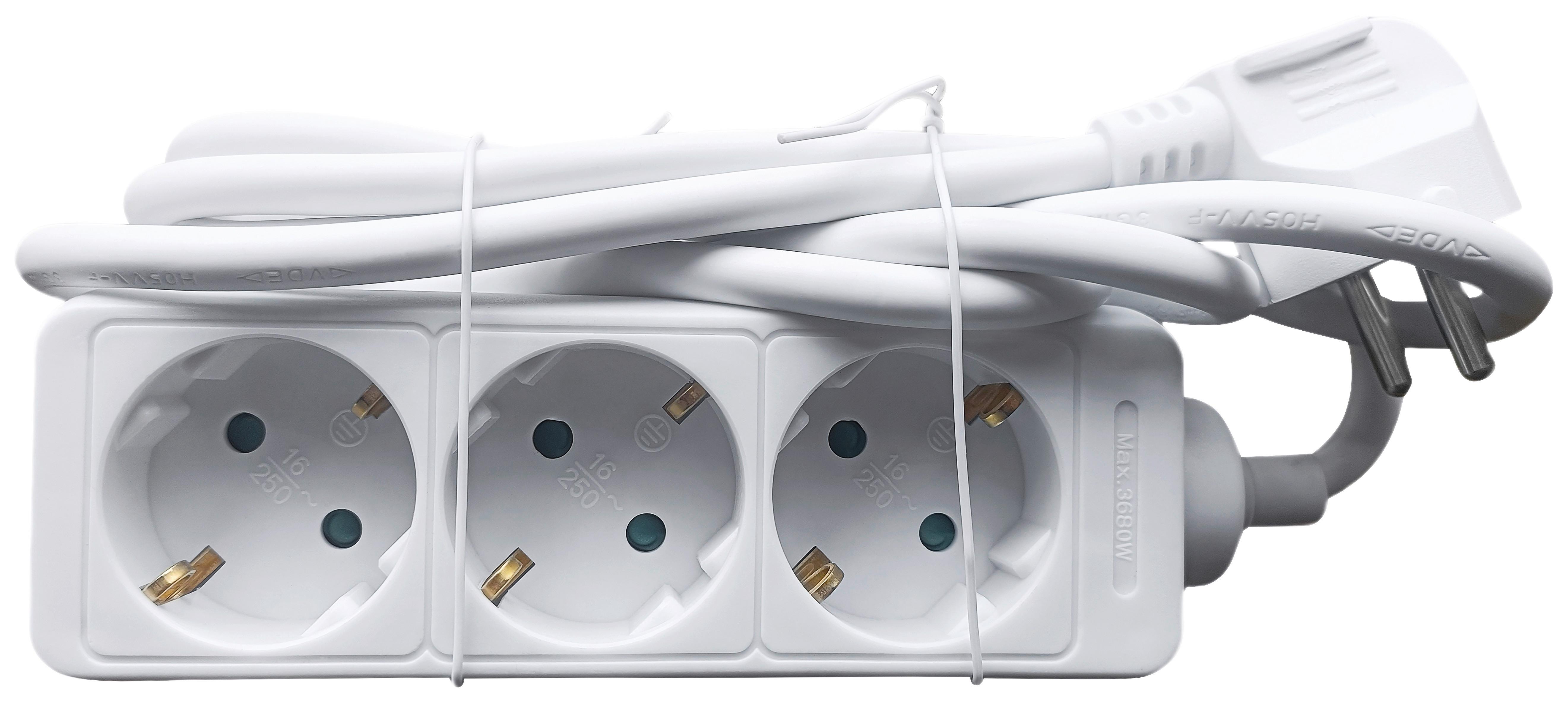 ZÁSUVKOVÁ LIŠTA TIBM - bílá, Basics, plast (18/6,9/3,9cm) - Mömax