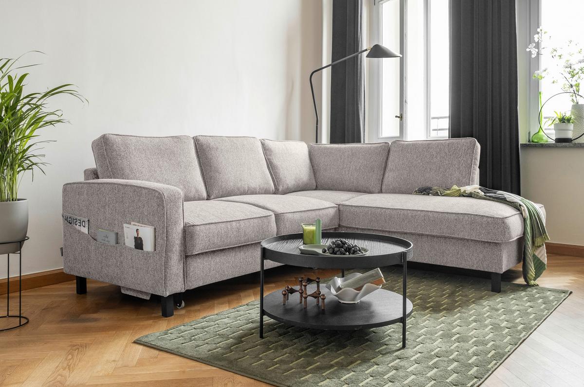 Ecksofa Molly Grau/Weiß  S: 233x198 cm - Grauweiß/Schwarz, Textil (233/198cm) - MID.YOU