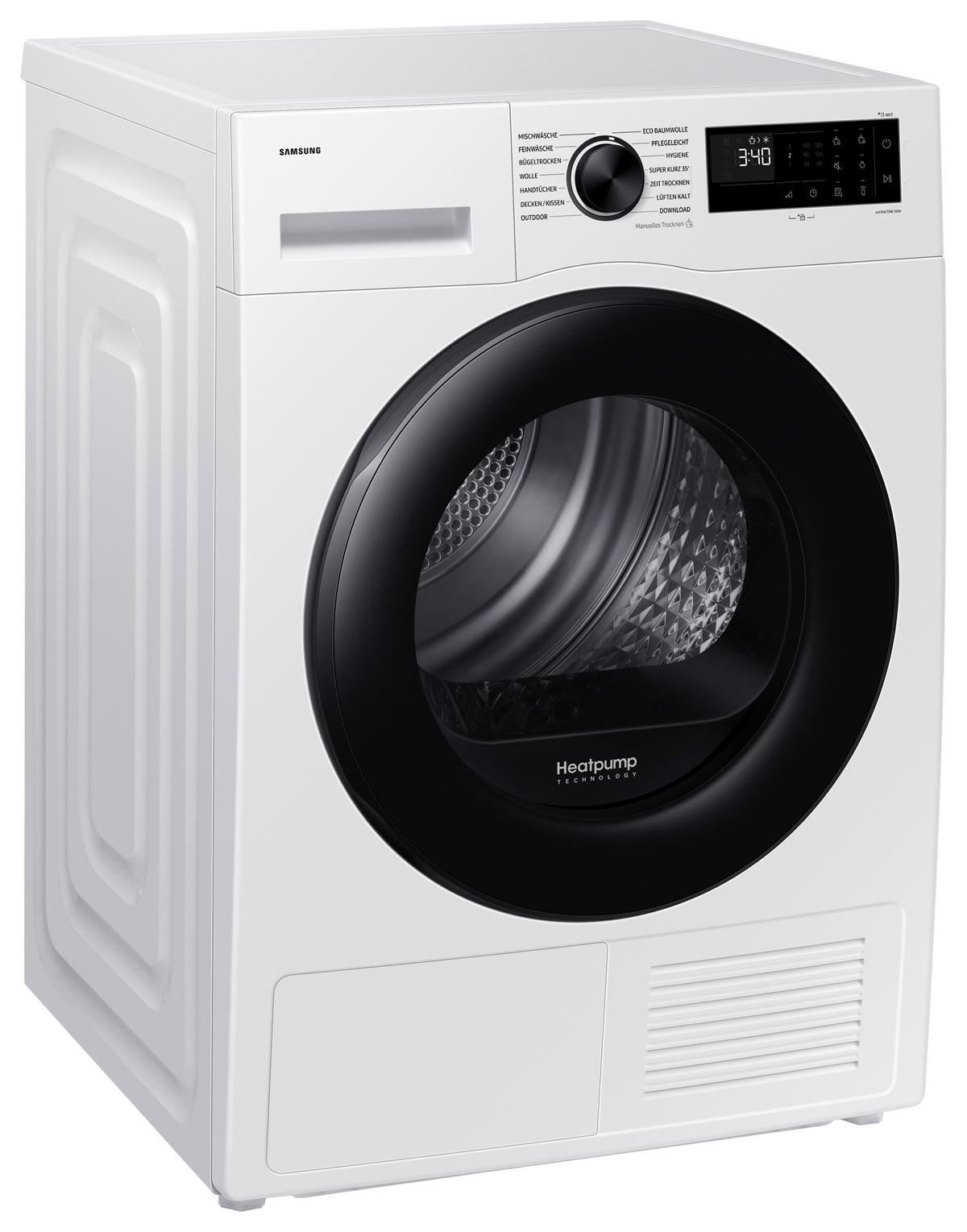 Wärmepumpentrockner DV90DG52A0AEEG, EEKL: C - Weiß, Basics, Glas/Kunststoff (60/85/65cm) - Samsung