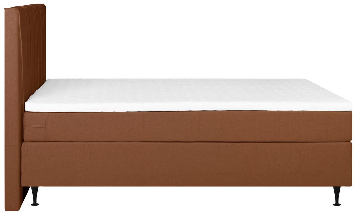 Boxspringbett Wels Terracotta 140x200 cm inkl. Topper - Terracotta/Schwarz, MODERN, Textil (140/200cm) - MID.YOU