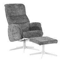 Relaxačné kreslo STAR, grafitová ženilka, s taburetom - biela/grafitová, Modern, kov/textil (72/107-95/86-110cm) - Mömax