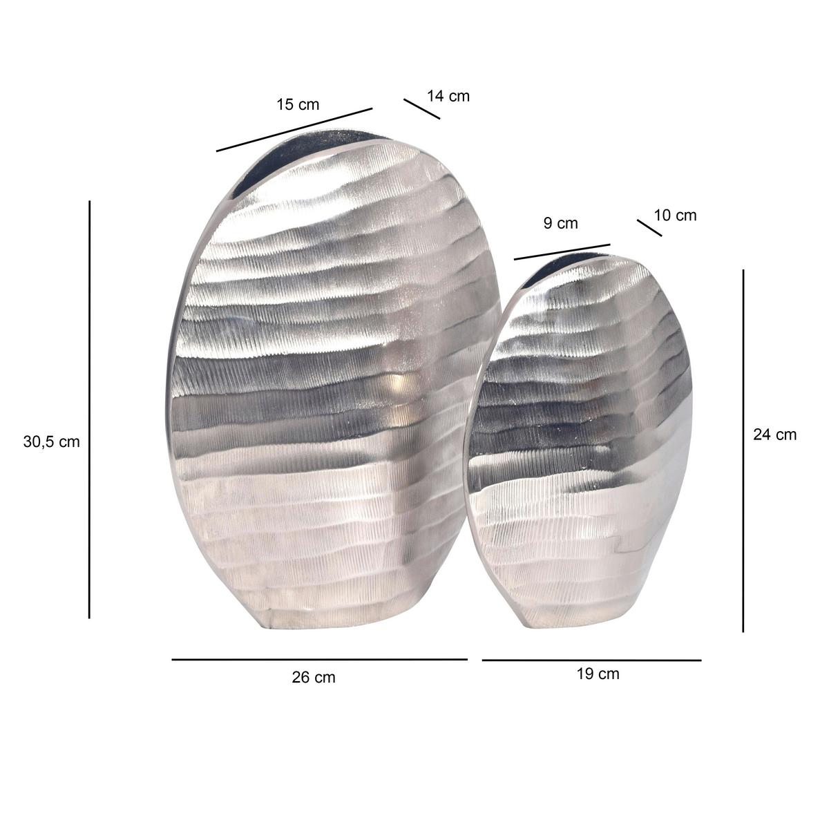 Dekovase 2er Set Silberfarben B: 26 cm - Silberfarben, Design, Metall (26/30,5/14cm) - Livetastic