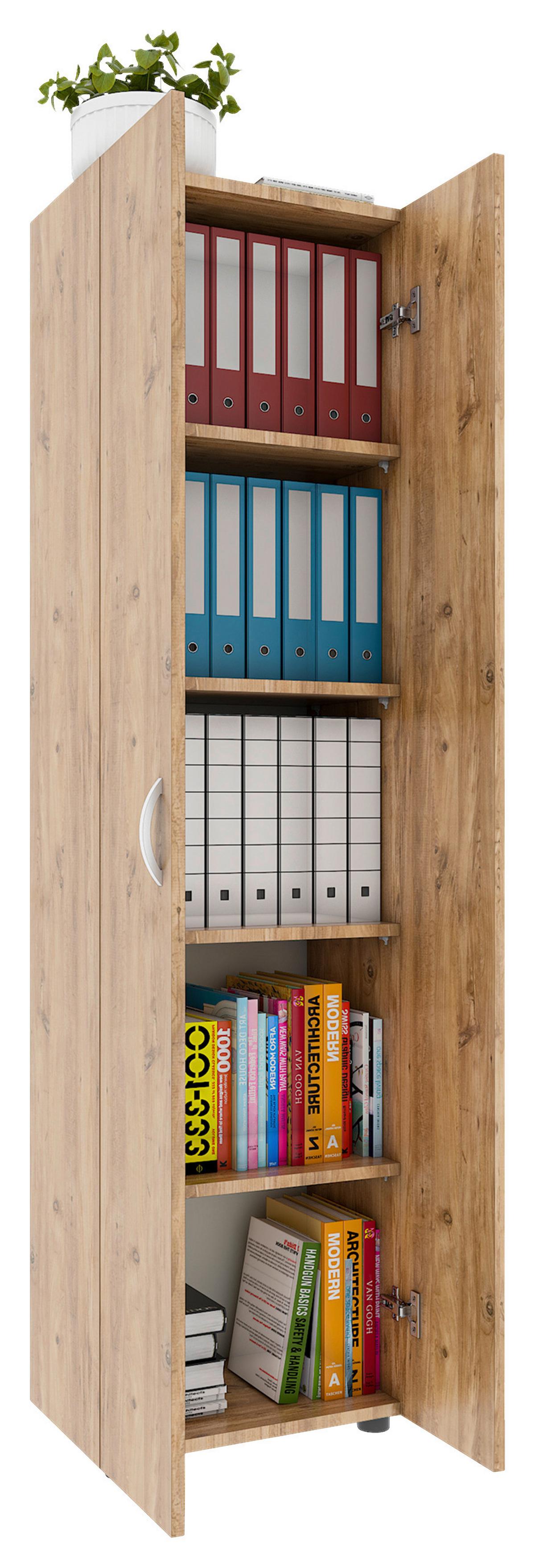 Aktenschrank Ulas 5 B: 49 cm 5 Fächer Honigeiche Dekor - Honigeiche, MODERN, Holzwerkstoff (49/178/34cm) - MID.YOU