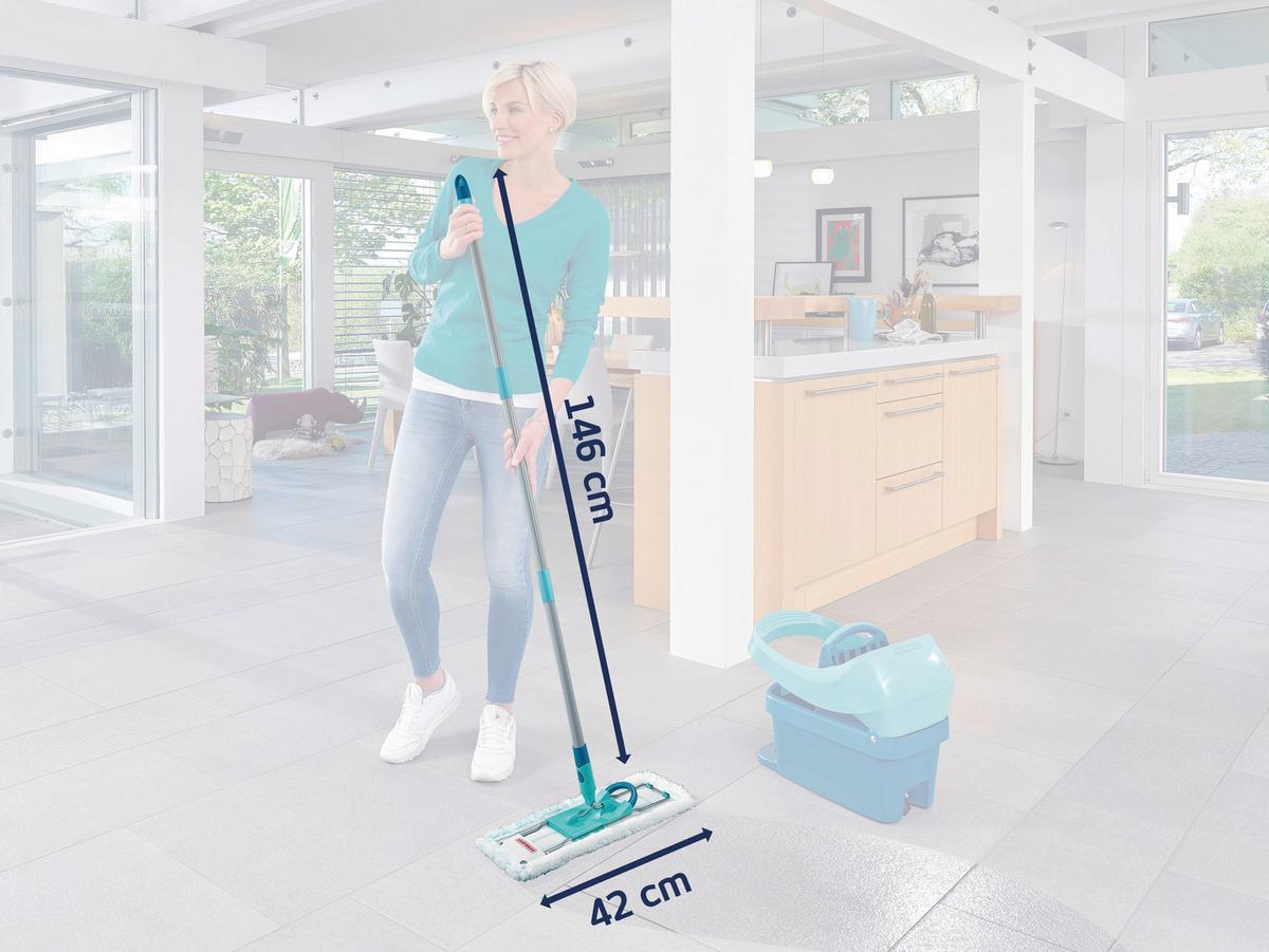 Leifheit Bodenwischer Profi mit Teleskopstiel - Türkis/Silberfarben, Basics, Kunststoff/Textil (42/146/15cm) - Leifheit