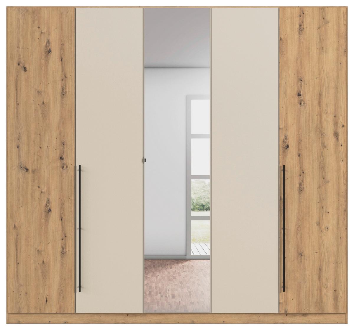 Kleiderschrank Safari mit Spiegel B: 226 cm - Champagner/Eiche Artisan, KONVENTIONELL, Holzwerkstoff (226/210/54cm)