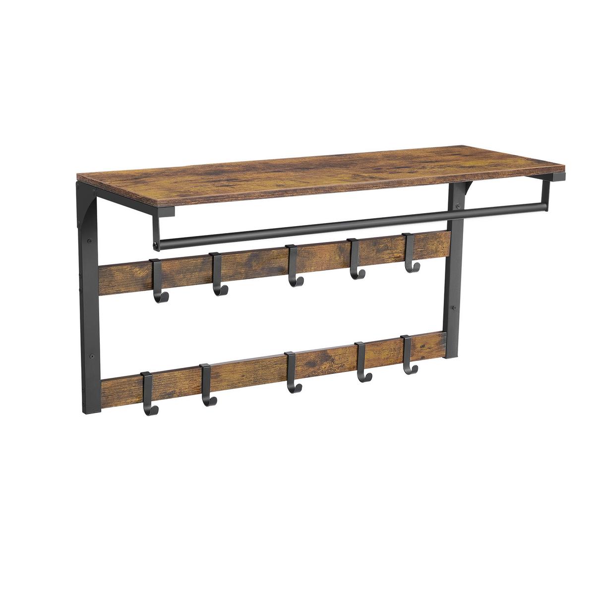 Garderobenpaneel Braun, Schwarz B: 80 cm - Schwarz/Braun, Trend, Holzwerkstoff/Metall (80/30/42cm) - MID.YOU