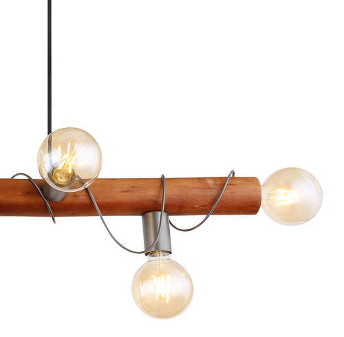 Hängeleuchte Alice H: 120 Cm 6-Flammig, Rustikal - Braun/Grau, Natur, Holz/Metall (100/20/120cm) - Globo