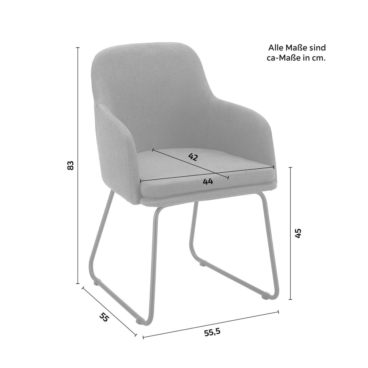 Stolička s podrúčkami MIA tmavosivá - čierna/tmavosivá, Modern, kov/textil (55,5/83/55cm) - Bessagi Home