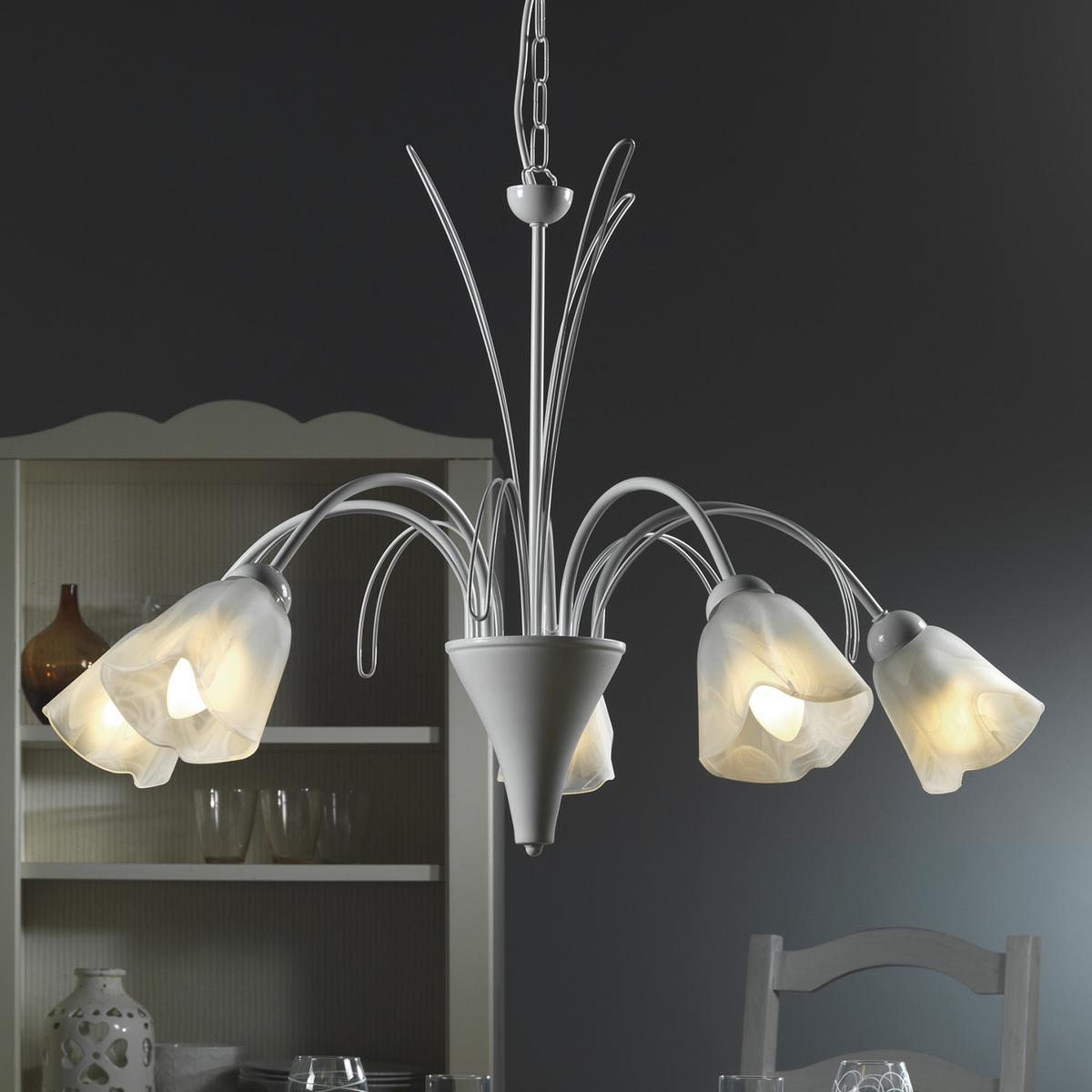 Kronleuchter 4802/5 - Weiß, KONVENTIONELL, Glas/Metall (70/100cm)