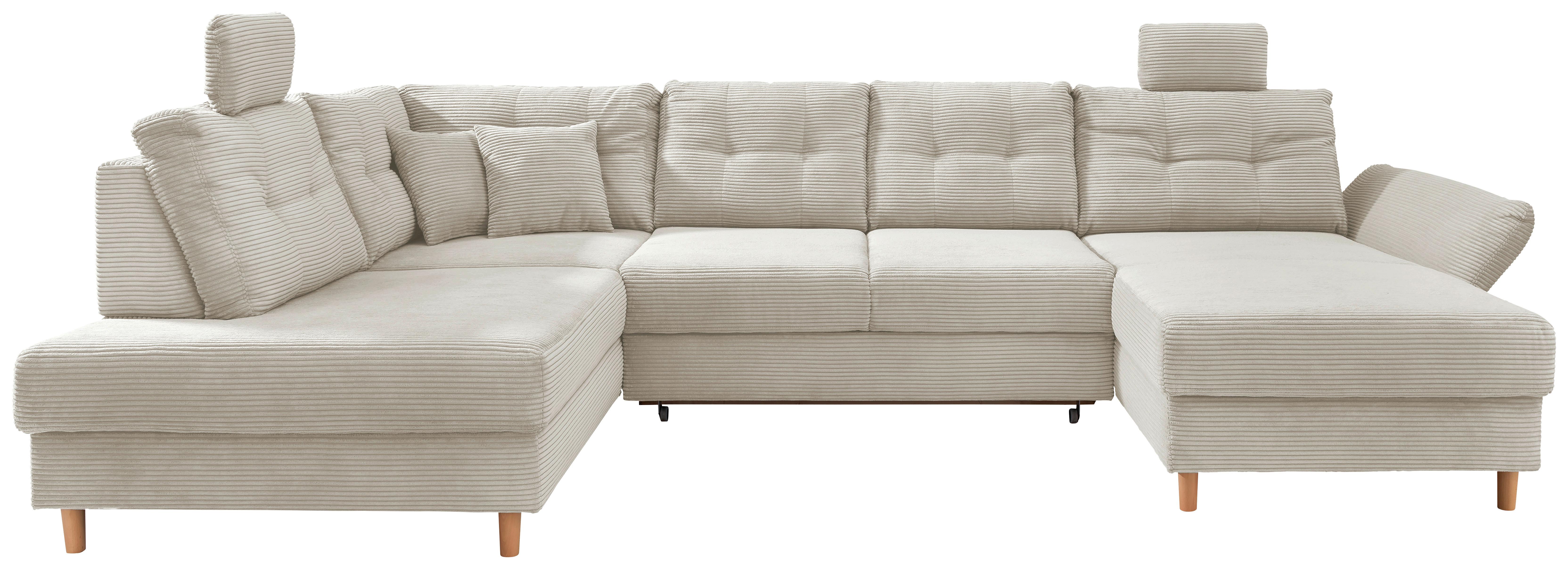 Wohnlandschaft Brizzini mit Schlaffunktion, beige - Beige/Naturfarben, MODERN, Textil (206/338-352/176cm) - Livetastic