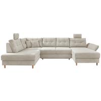Wohnlandschaft Brizzini mit Schlaffunktion, beige - Beige/Naturfarben, MODERN, Textil (206/338-352/176cm) - Livetastic