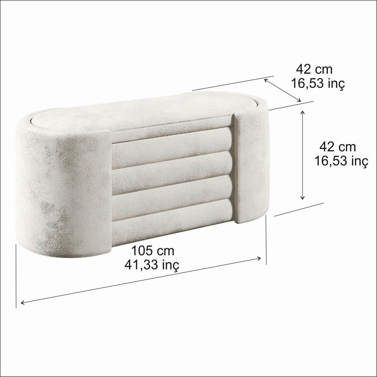 Truhenbank Rosita Creme B: 105 Cm - Creme, Design, Textil (105/42/42cm) - Livetastic