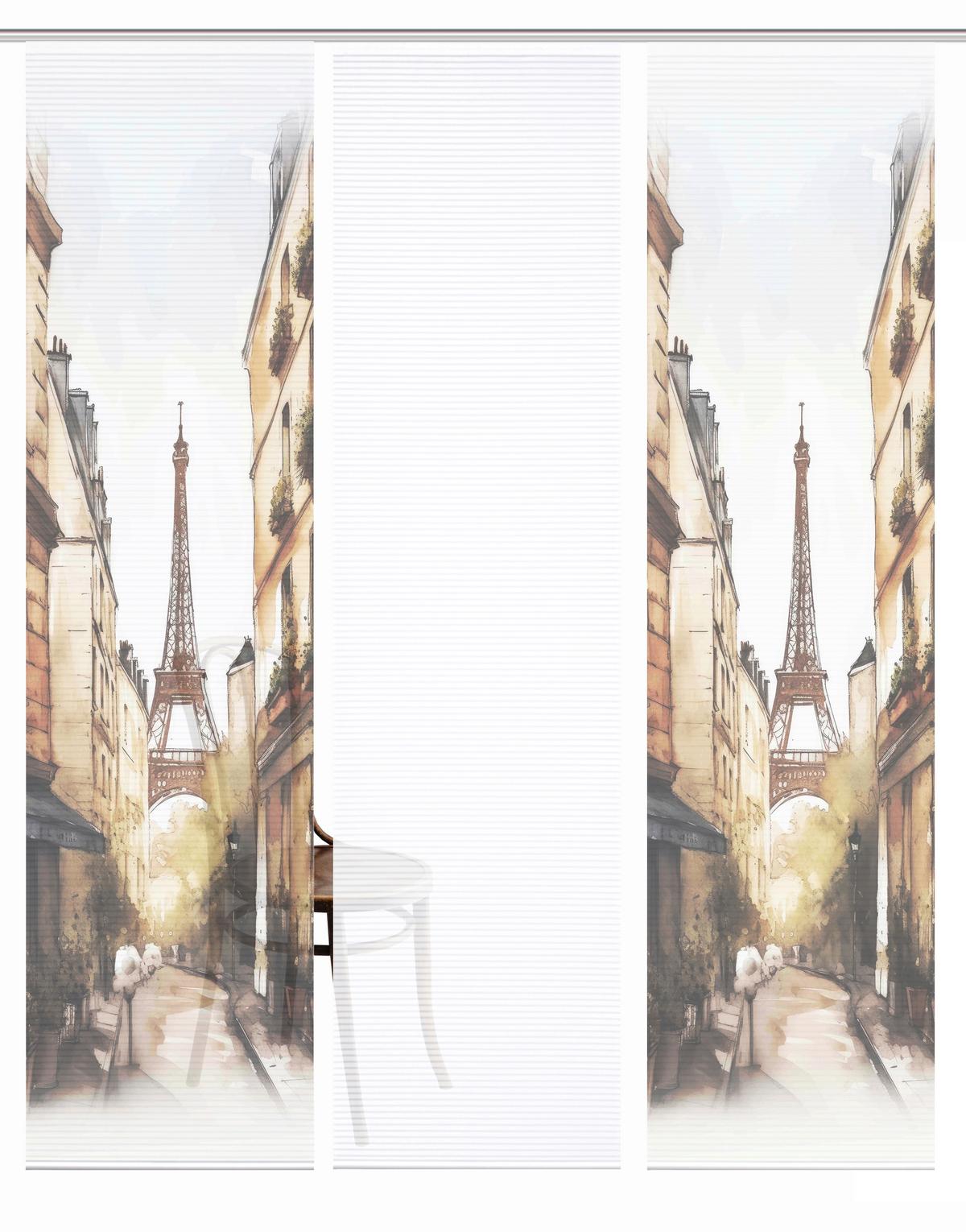 Flächenvorhang Francq 3er Set - Naturfarben/Weiß, LIFESTYLE, Textil (60/245cm)