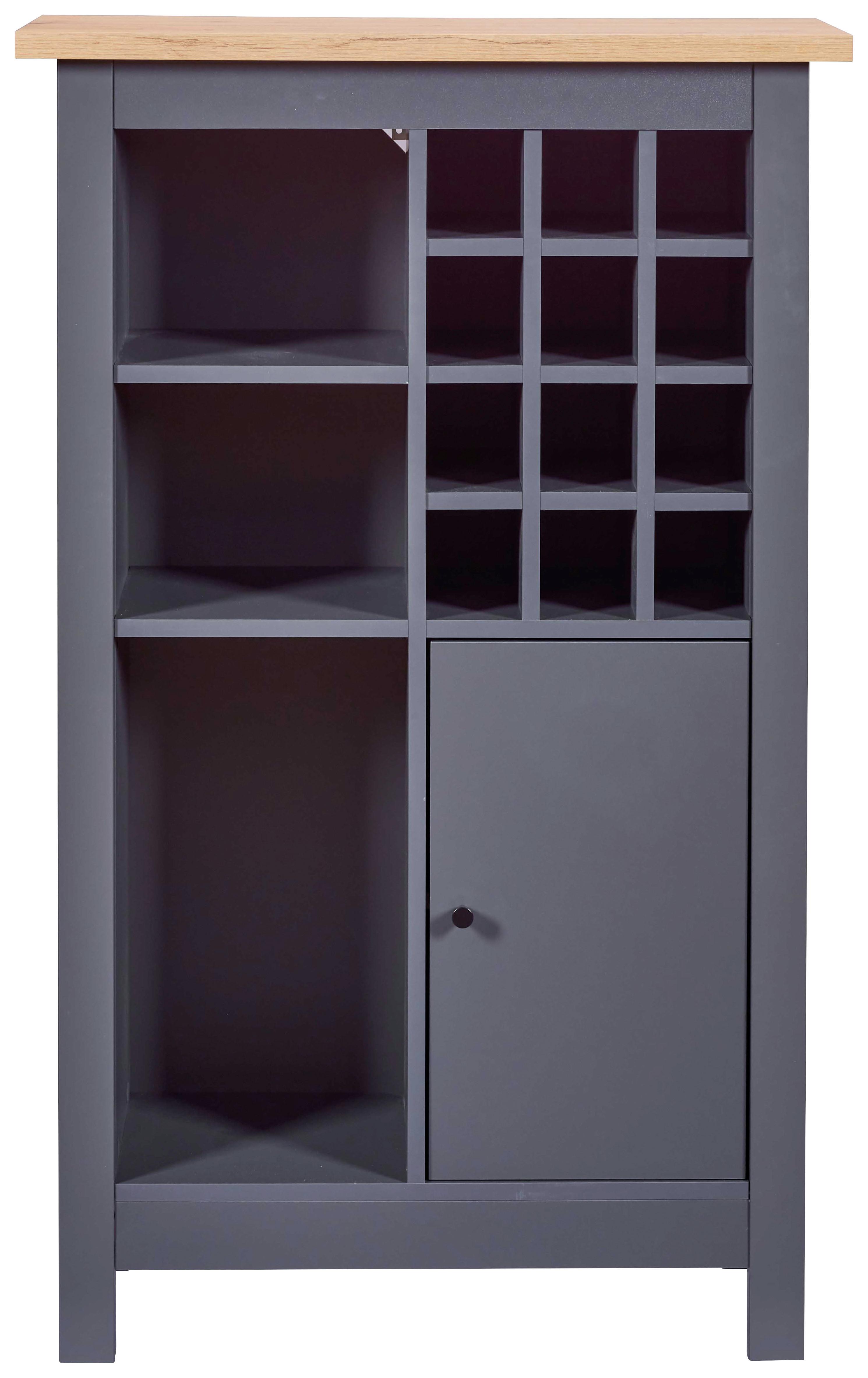 Weinschrank Nellina Anthrazit, Eiche Dekor B: 77cm - Anthrazit/Eiche Artisan, Design, Holzwerkstoff (77/124/33cm) - Livetastic