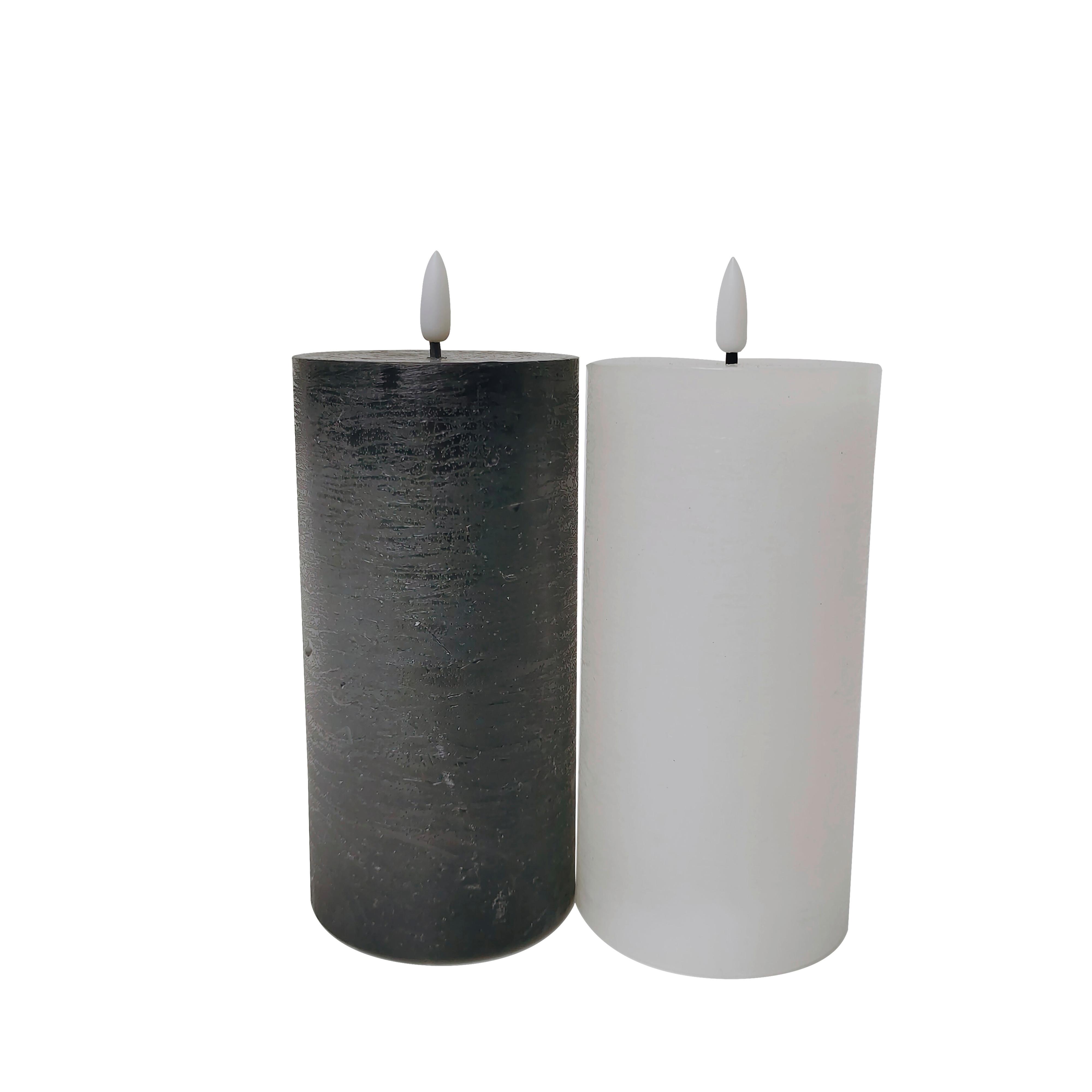 Svíčka s LED Fendy, V: 20cm - bílá, plast/přírodní materiály (10/20cm) - Premium Living