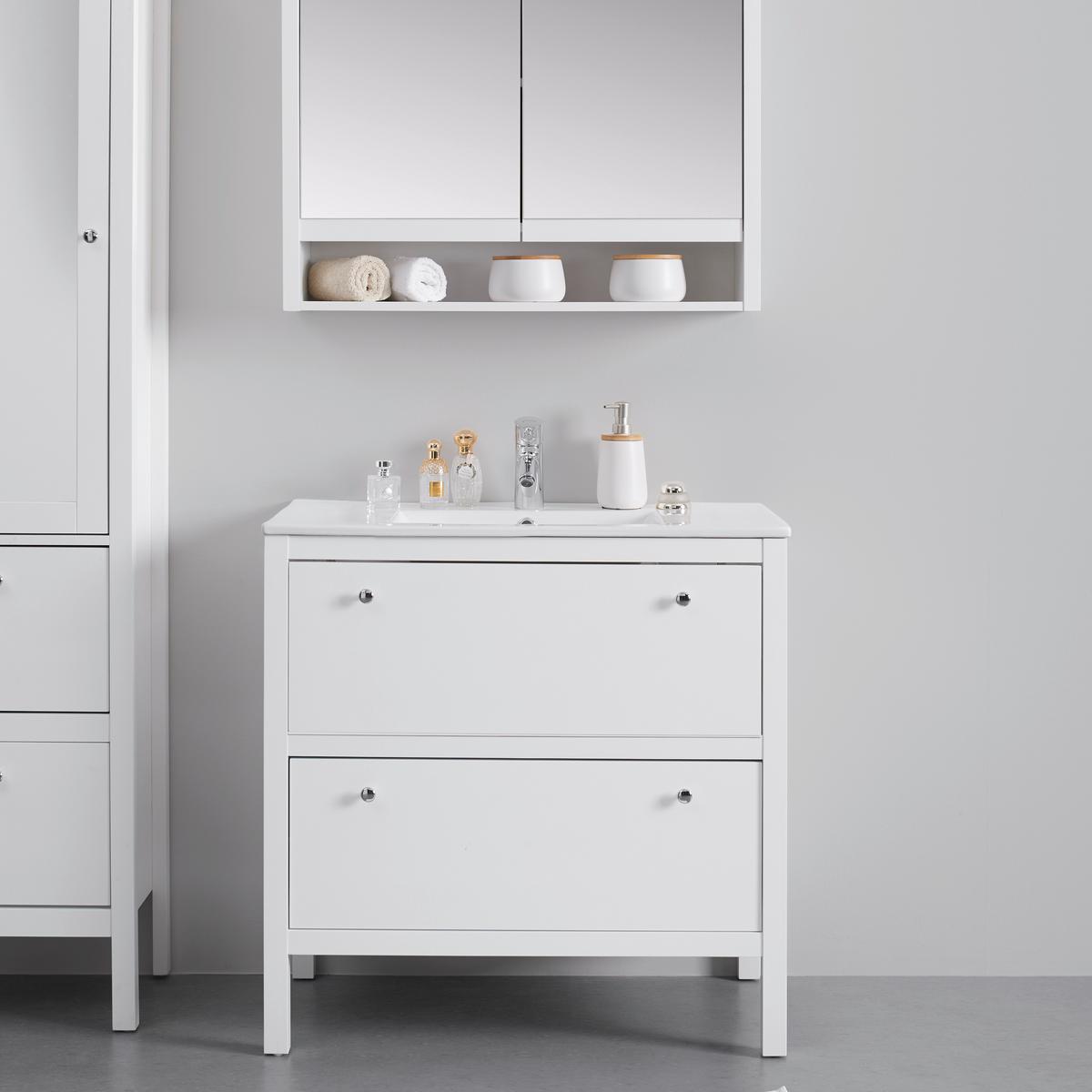 Spodná skrinka GINEVRA biela - biela/strieborná, Modern, kov (80/80/46cm) - Bessagi Home